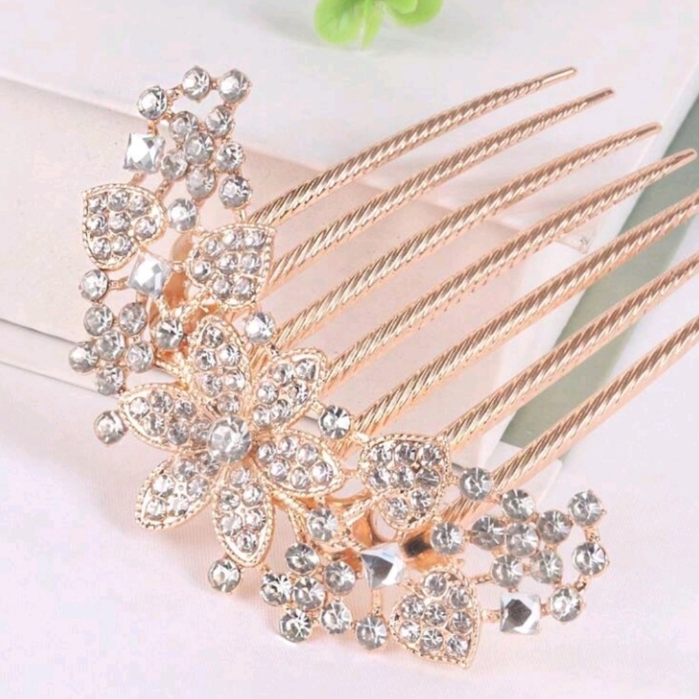 Bridal Gold Silver Rhinestone Wedding Hair Comb